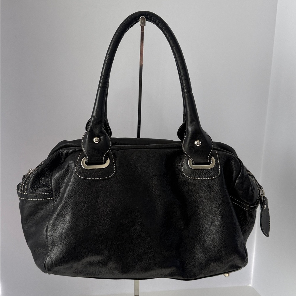 WOMENS INNUE MADE IN ITALY BLACK LEATHER SATCHEL HANDBAG